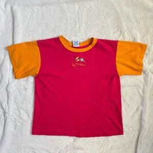 bright pink + yellow SF embroidered tee